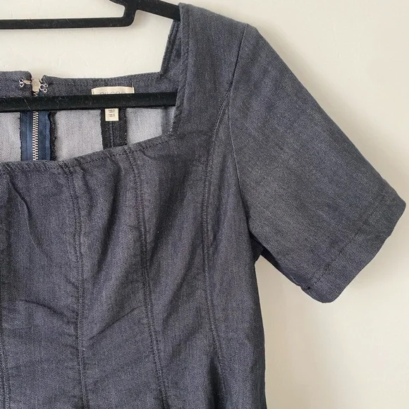 Anthropologie Pilcro denim, short-sleeve, square-neck, fit-and-flare mini dress - Picture 5 of 7